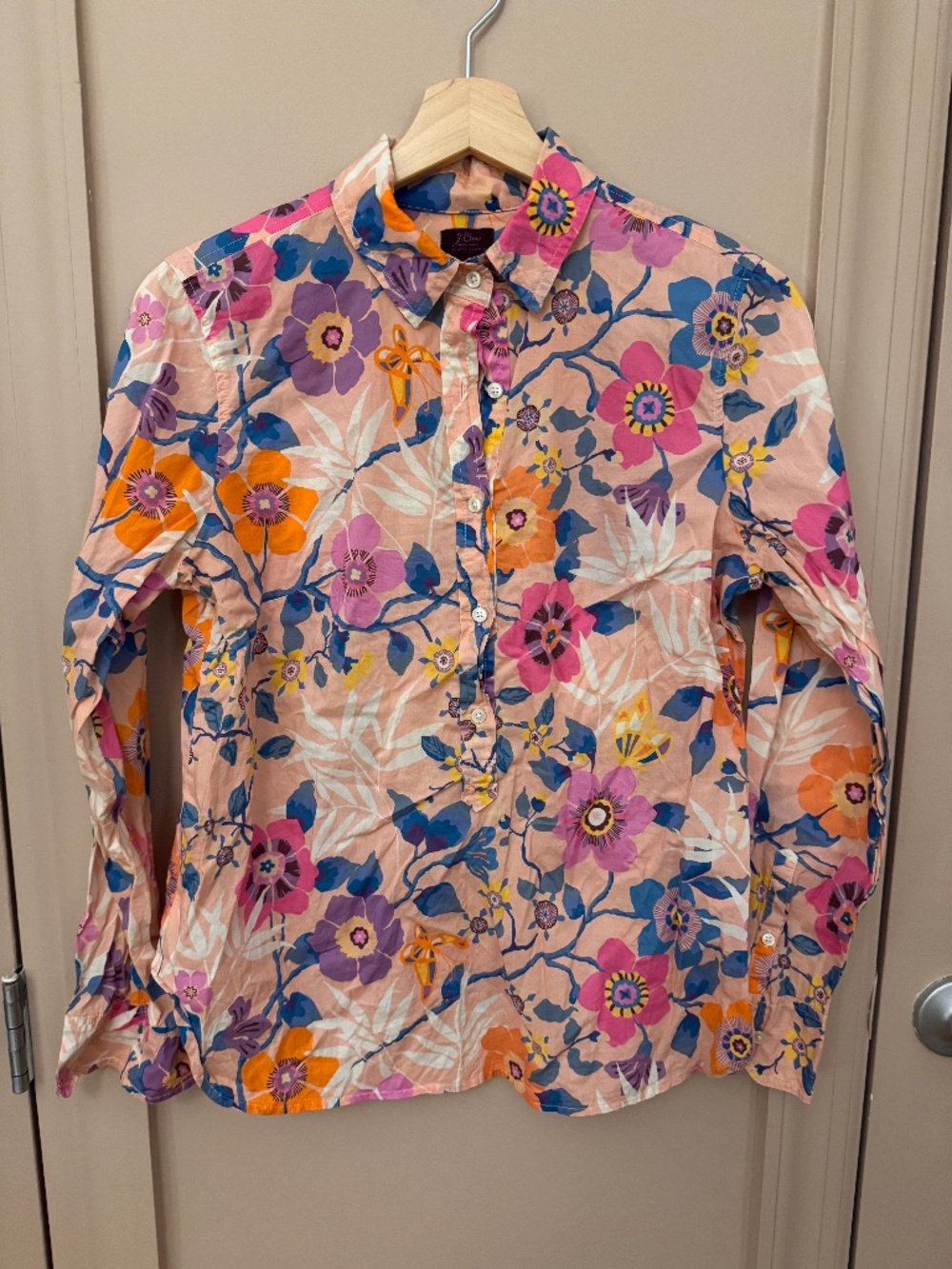 J.Crew Womens Libtery London Pink Floral Cotton Blouse